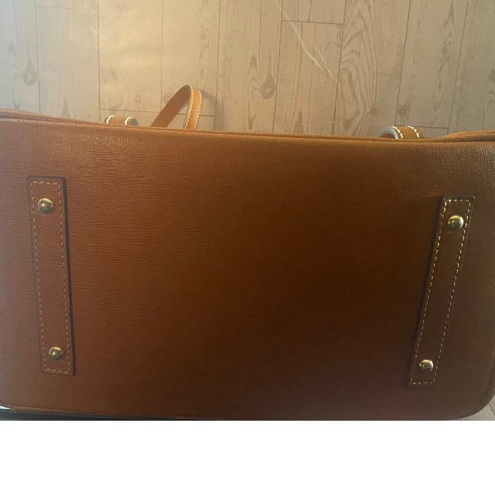 Dooney & Bourke Saffiano Leather Large Tote Bag Tan Cognac Shoulder Purse - Picture 8 of 8